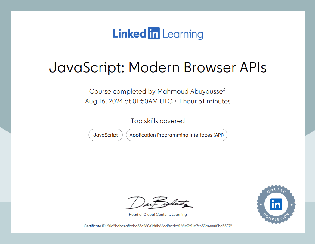 JavaScript: Modern Browser APIs
