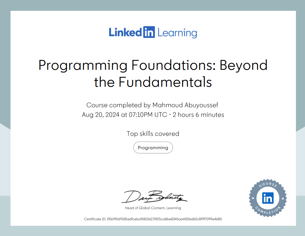 Programming Foundations: Beyond the Fundamentals