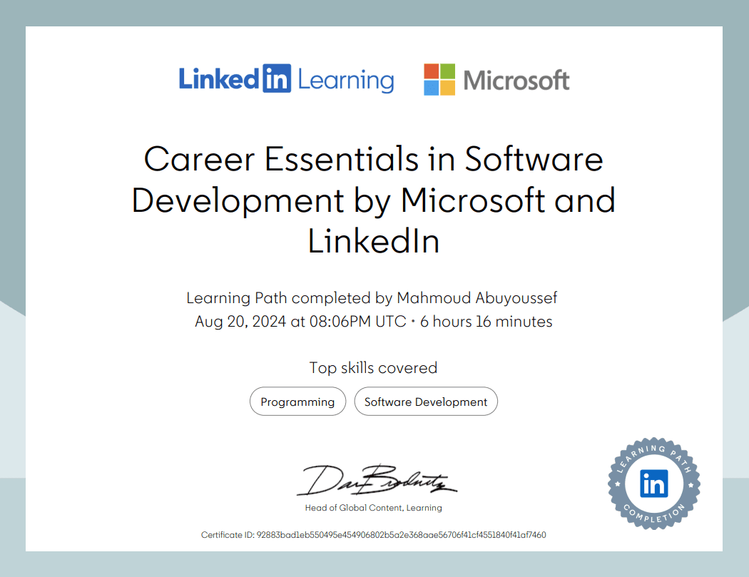 Career Essentials in Software Development by Microsoft and LinkedIn