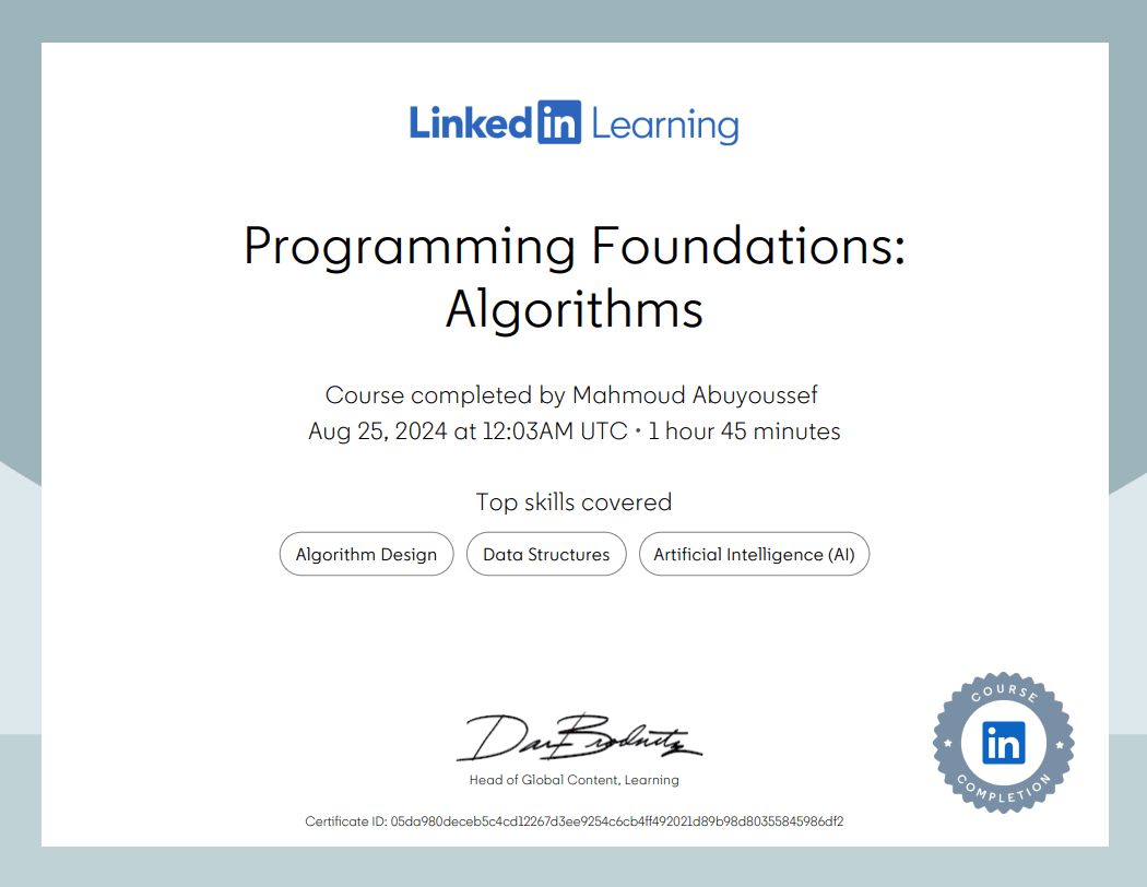 Programming Foundations: Algorithms
