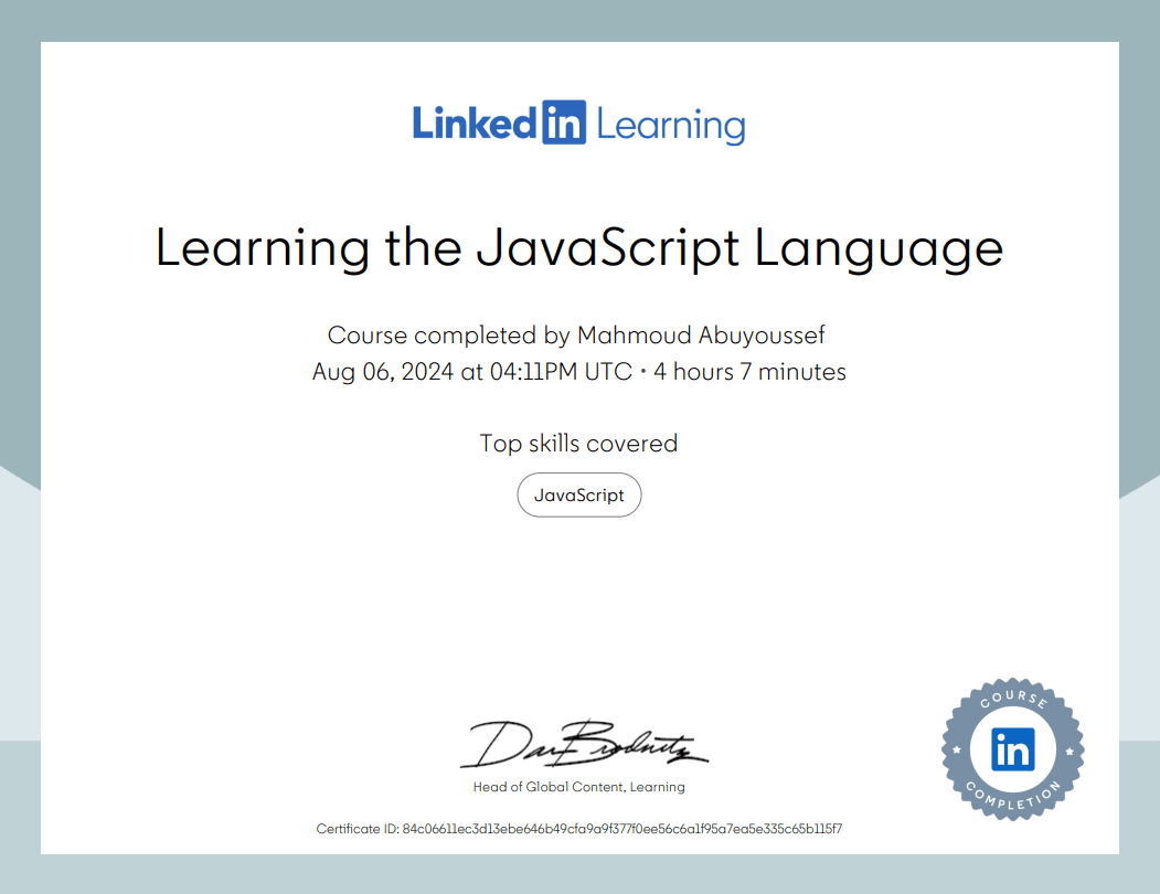 Learning the JavaScript Language